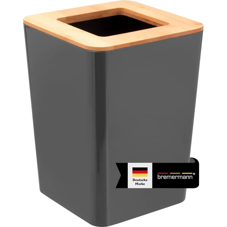 bremermann Kosmetikeimer Kosmetikeimer CALVI aus Bambus und Kunststoff // Abfalleimer, grau