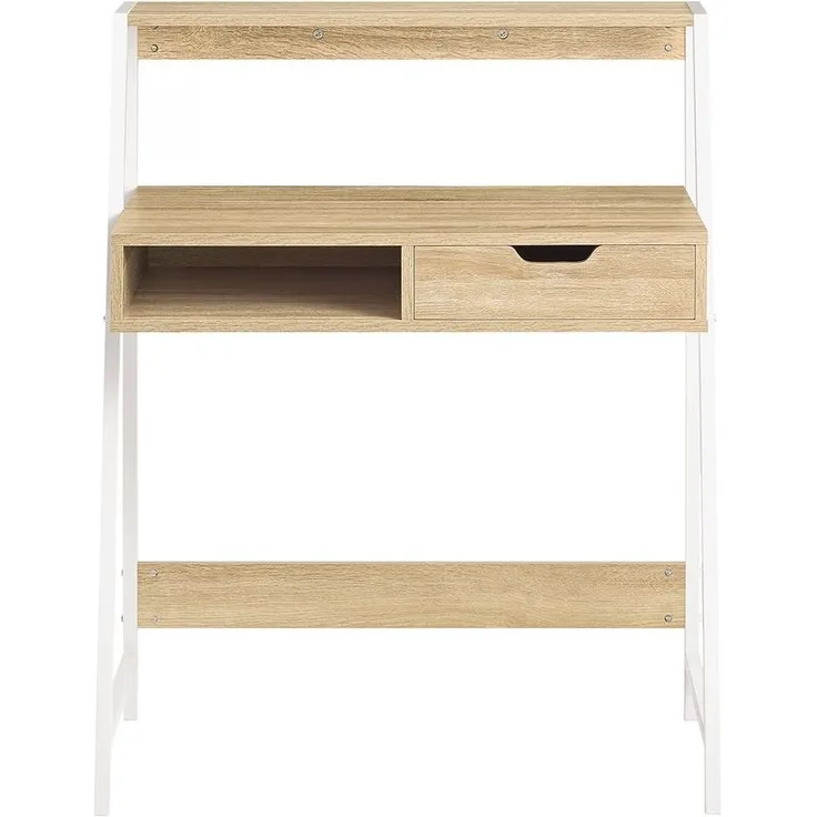 SoBuy FWT63-N Schreibtisch, Spanplatte, Melamin, Helle Eiche, 80 x 100 x 50 cm