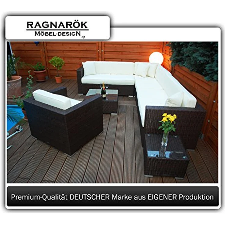 Ragnarök Möbel-Design Gartenlounge-Set Narvik, (Set, Ecklounge, Polyrattan, Alu), Sitzpolster ca. 16 cm dick und haben 2 intergrierte Härtegrade – Bild 6