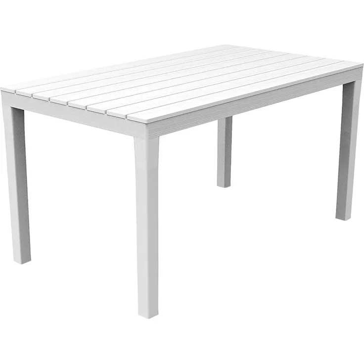 Gartentisch Rechteckig Weiß 138 x 80 x 72 cm Holz-Optik