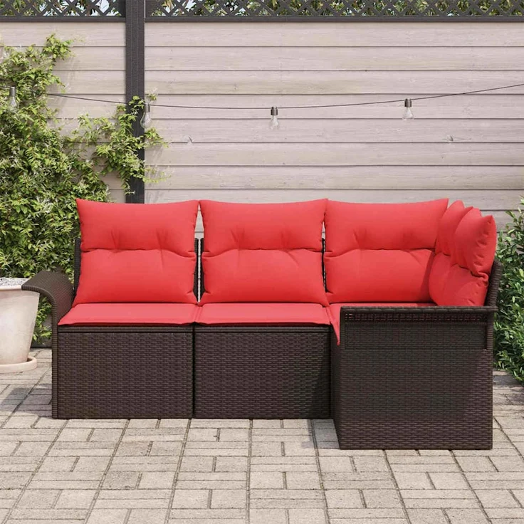 vidaXL Gartensofa-set mit Speicher 4 pcs Braun Poly-Rattan 3354013 – Bild 3