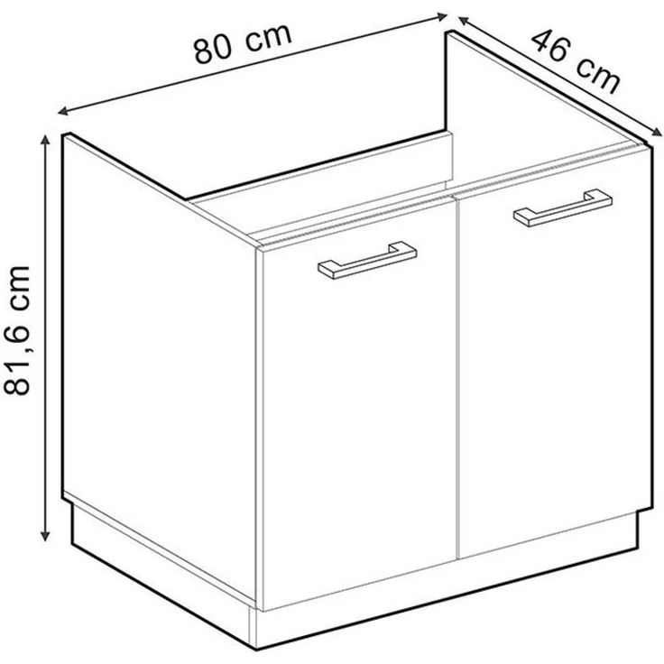 Spülenunterschrank R-Line Rot Hochglanz 80 cm ohne Arbeitsplatte Vicco – Bild 2