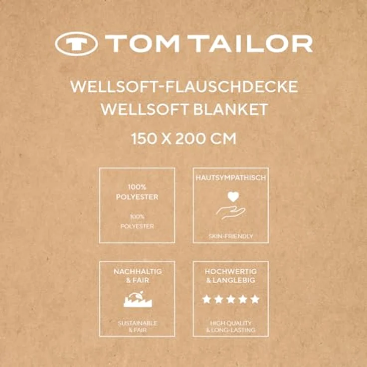 Tom Tailor Wohndecke Sand, Uni Design, 150x200 cm aus Textil – Bild 4