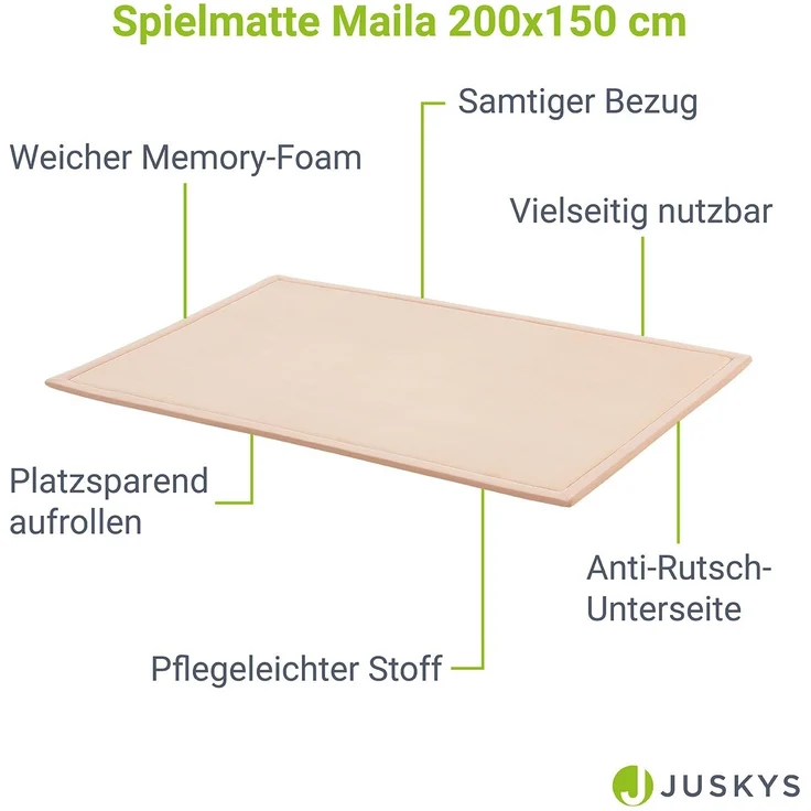 Juskys Krabbelmatte, Polyester beige, 200 x 150 cm – Bild 3