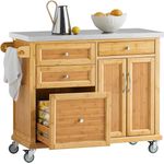 Küchenwagen aus Bambus mit Edelstahlarbeitsplatte Natur FKW70-N