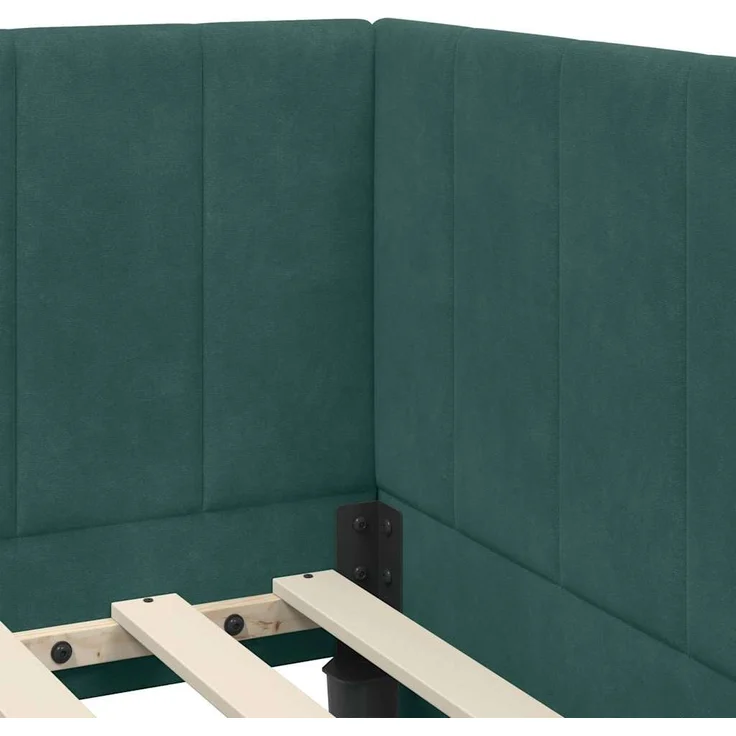 vidaXL Eckbettgestell mit Kopfteil Dunkelgrün 100 cm x 200 cm Samt 42016360 – Bild 7