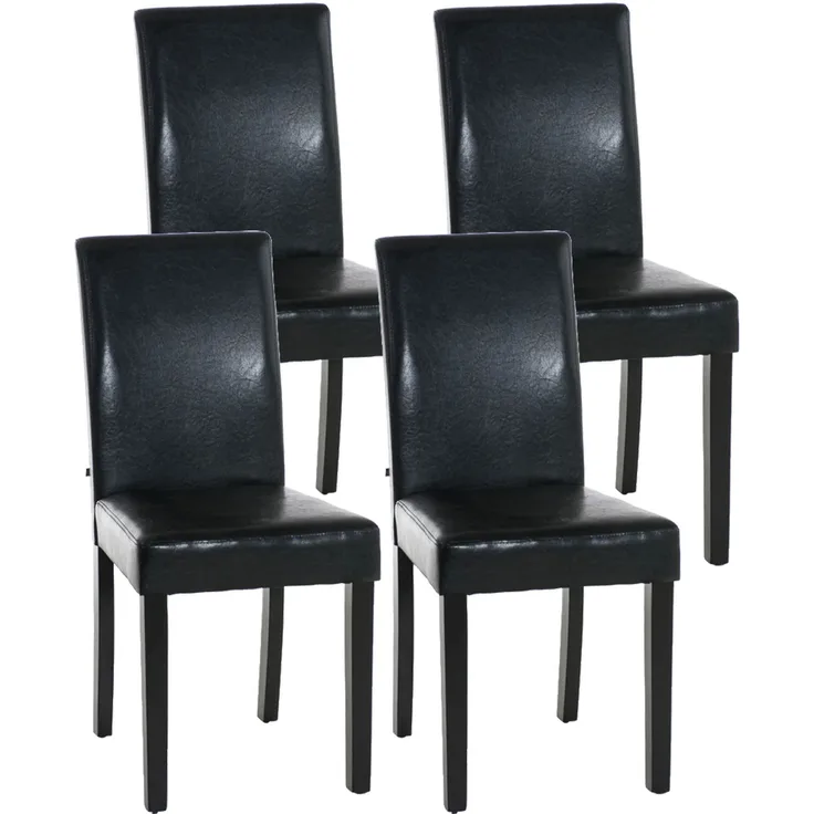 4er Set Esszimmerstuhl DALAN - Kunstleder Schwarz 41x47x91 cm Schwarz | Essstühle Esszimmerstühle Küchenstühle Wohnzimmerstühle