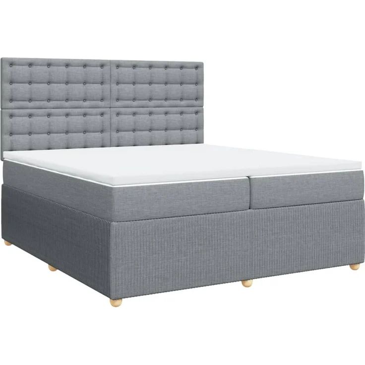 vidaXL Boxspringbett mit Matratze Hellgrau 200x200 cm Stoff 3294477 – Bild 3