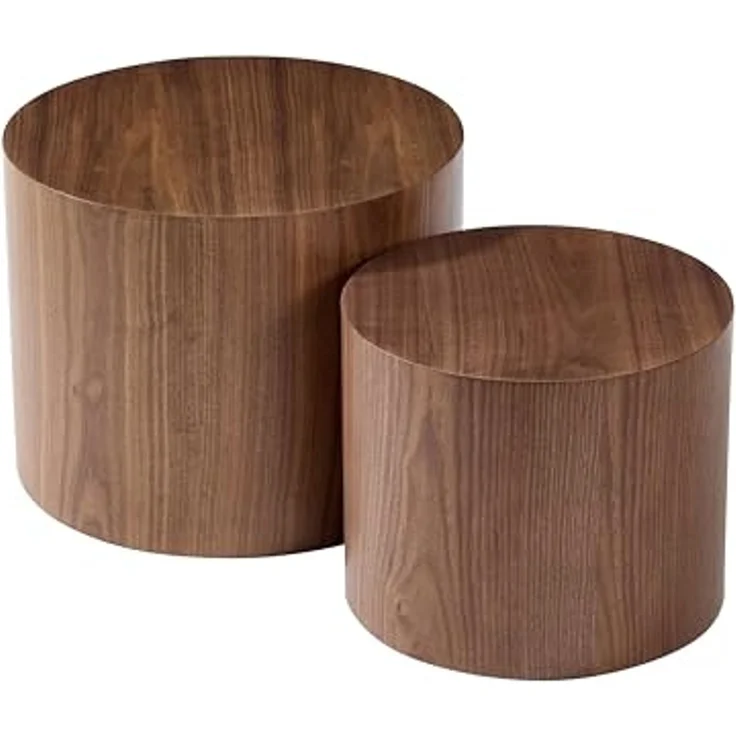 Set of 2 Nesting Round End Tables, Modern Walnut Veneer Cylinder Side Tables, Stackable Accent Coffee Tables for Living Room, Bedroom, Small Space – Bild 4