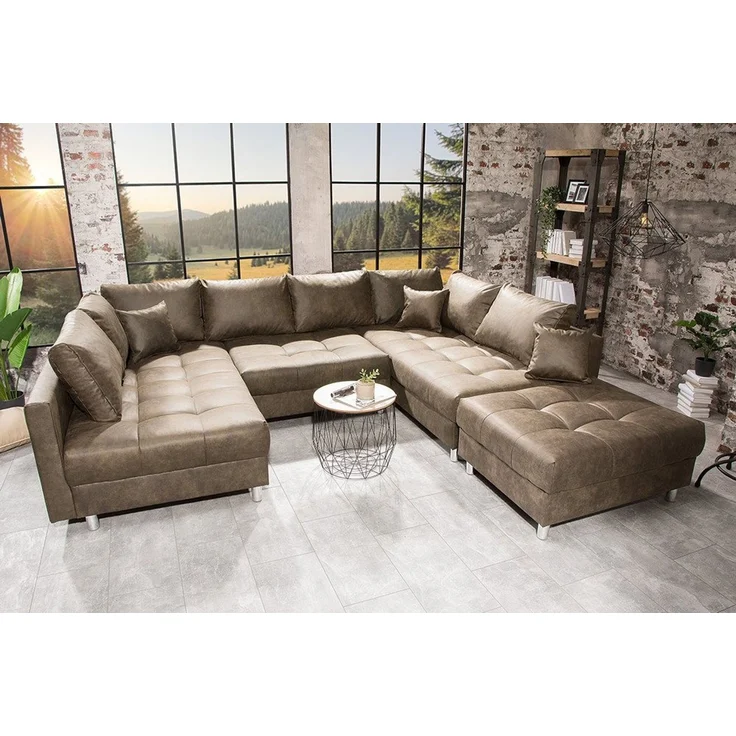 riess-ambiente Wohnlandschaft KENT 305cm taupe / silber, Set 4 Teile, XXL · mit Federkern · inkl. Kissen · Microfaser · Modern Design – Bild 1