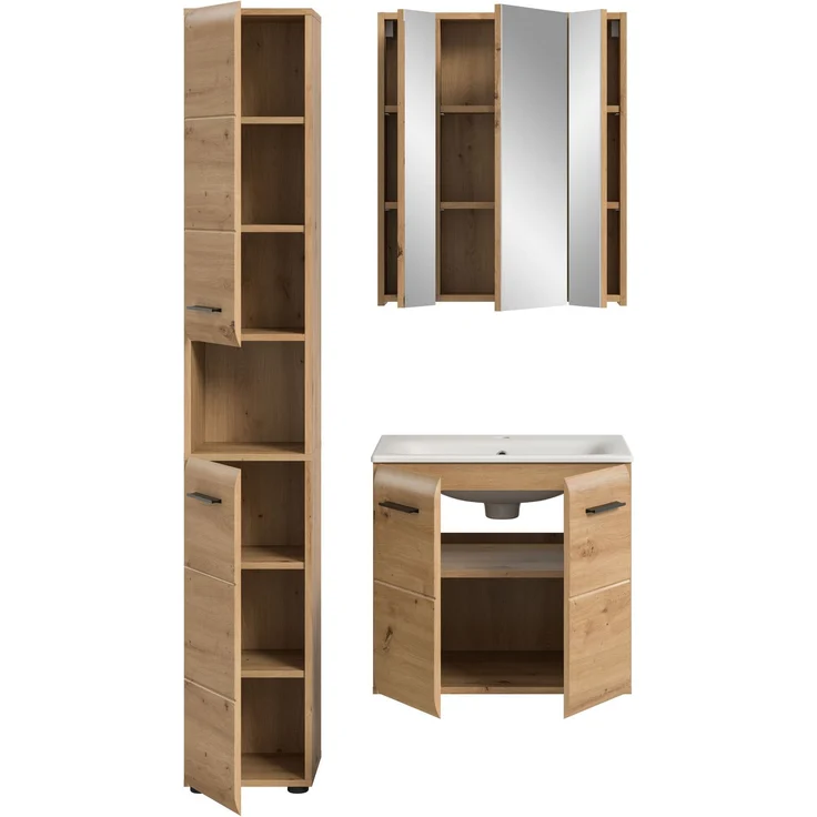 Badkombination (B/H/T: 105x185x46 cm) in Artisan Oak Nachbildung und Artisan Oak Nachbildung – Bild 3