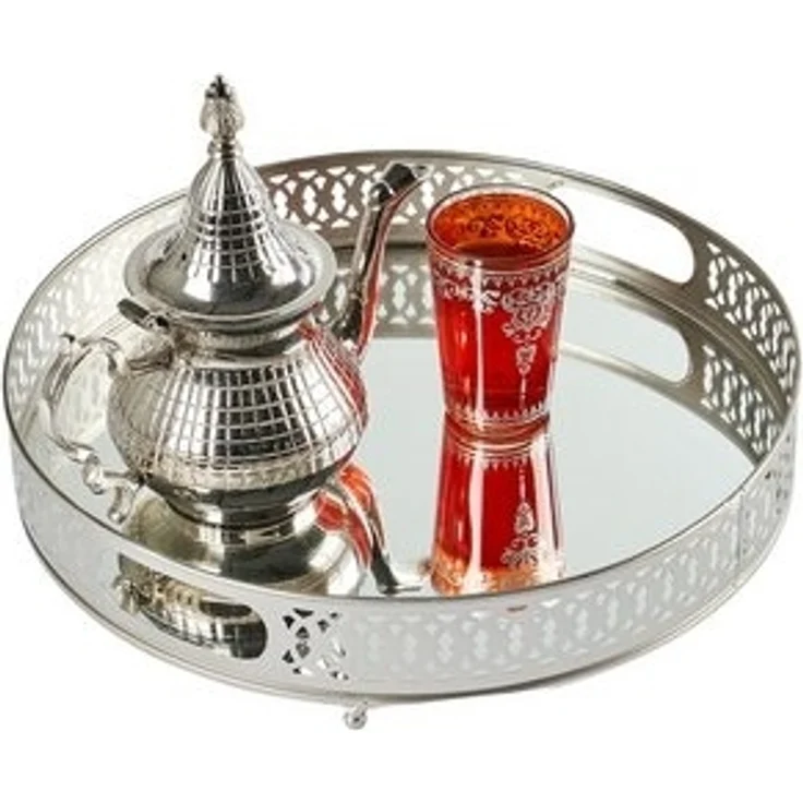 Marrakesch Orient & Mediterran Interior Tablett Spiegeltablett Rundes Tablett Nikita 30cm groß Ramadan Deko, Handarbeit – Bild 6