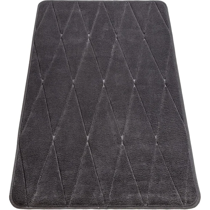 Paco Home Badematte Corby 254, Memory-Schaum Effekt, Höhe 13 mm, rutschhemmend beschichtet, fußbodenheizungsgeeignet, Polyester, rechteckig, Badteppich, Uni Farben, Rauten Muster, Hoch-Tief Effekt – Bild 5
