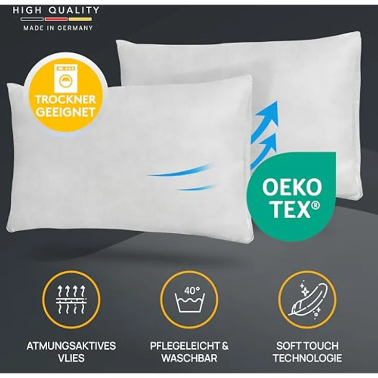 LILENO HOME 4er Set Kissenfüllung 40x60 cm - 40°C waschbares Innenkissen geeignet für Allergiker - Polyester Kisseninlet als Couchkissen, Sofa Kissen, Cocktailkissen und Kopfkissen – Bild 3