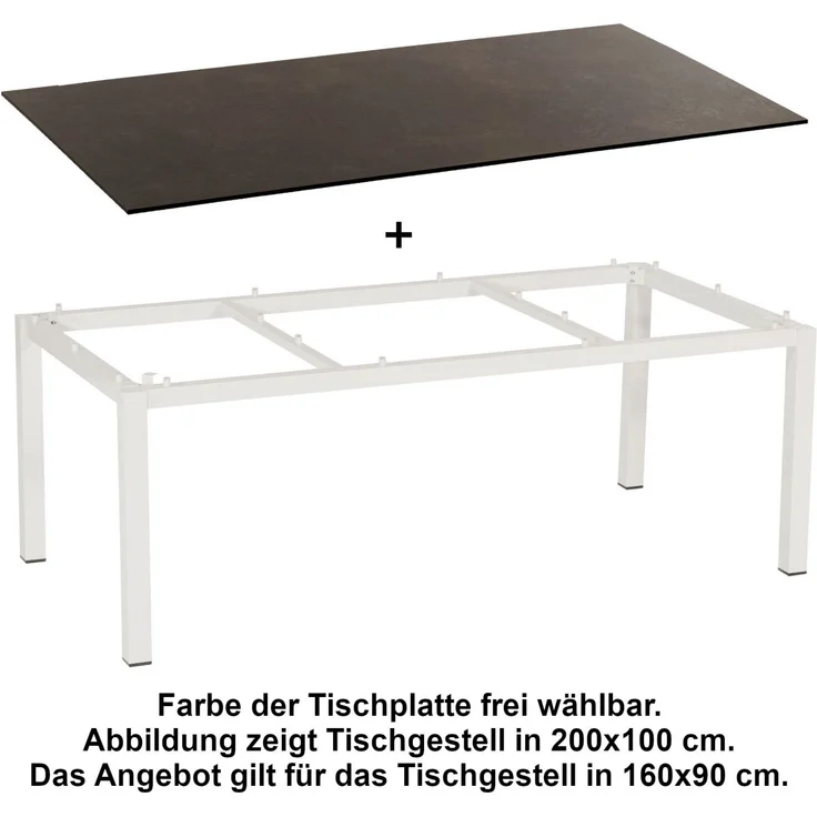 Sonnenpartner Gartentisch Base 160x90 cm Aluminium weiß Tischsystem Tischplatte Select Old Teak 80050531 – Bild 5
