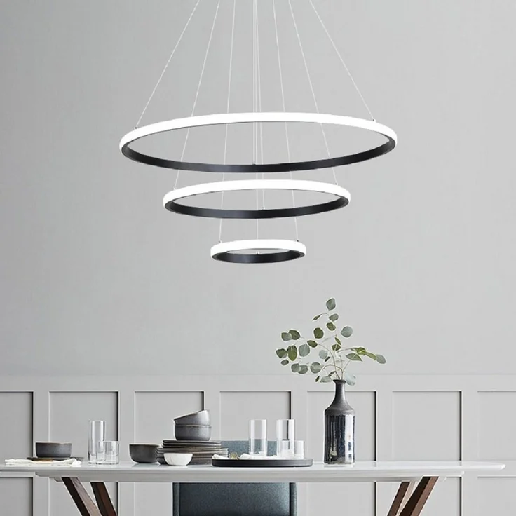 Euroton LED Pendelleuchte LED Pendelleuchte 20*40*60cm Fernbedienung dimmbar, LED fest integriert, Lichtfarbe kaltweiß - warmweiß 7000 k - 3000 k einstellbar – Bild 2