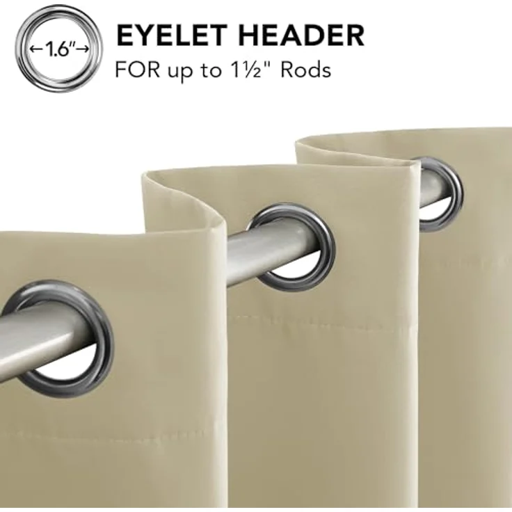 Deconovo Blickdichte Gardinen Kälteschutzvorhang Blickdicht Vorhang Verdunkelung, 183x117 cm(HöhexBreite), Beige, 2er Set – Bild 8