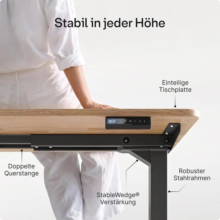 Desktronic HomePro Elektrisch höhenverstellbarer Schreibtisch 200x80cm Blau/Weiß mit Memory-Funktion, Anti-Kollisions Technologie, USB-A und USB-C-Ladeanschlüssen – Bild 6