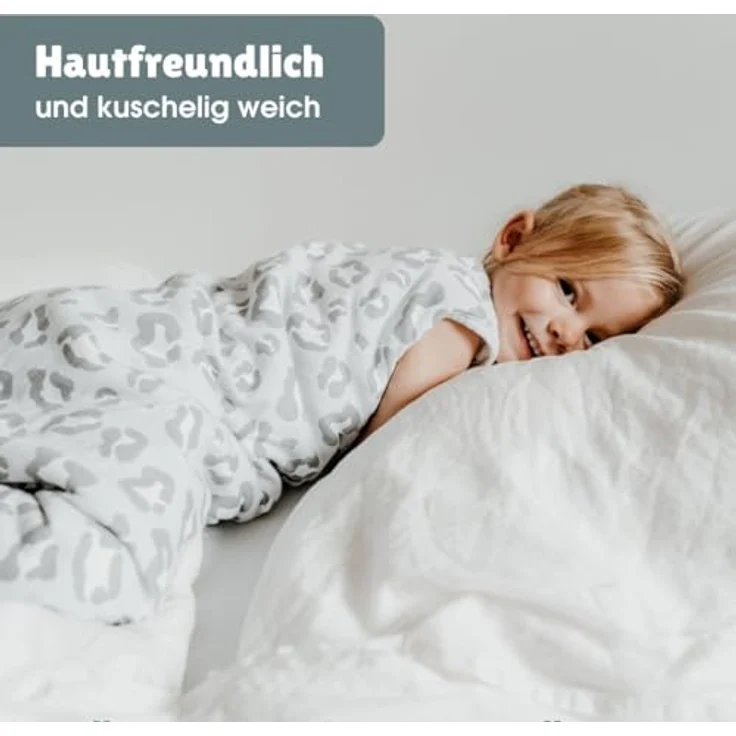 emma & noah Premium Baby Schlafsack mit Füßen Ganzjahr, Bequem & Atmungsaktiv, 100% Bio-Baumwolle, OEKO-TEX Zertifiziert, Flauschig, Bewegungsfreiheit, 2.5 TOG (Rauten Grau, 70 cm) – Bild 8