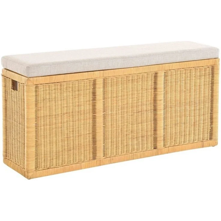 Krines Home Wäschetruhe Breite Sitzbank mit Stauraum Sitztruhe Natur-Rattan Wäschekorb Flur, Sitzbank mit Stauraum – Bild 4
