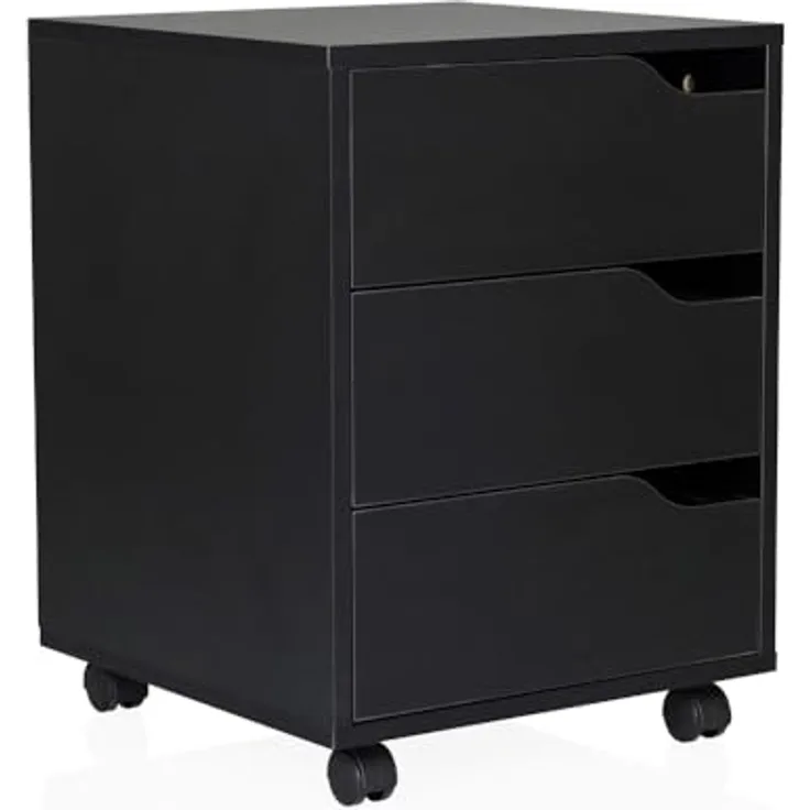 MID.YOU Rollcontainer, Schwarz, Holzwerkstoff, 3 Schubladen, 40x52.5x40 cm, ideal für das Arbeitszimmer