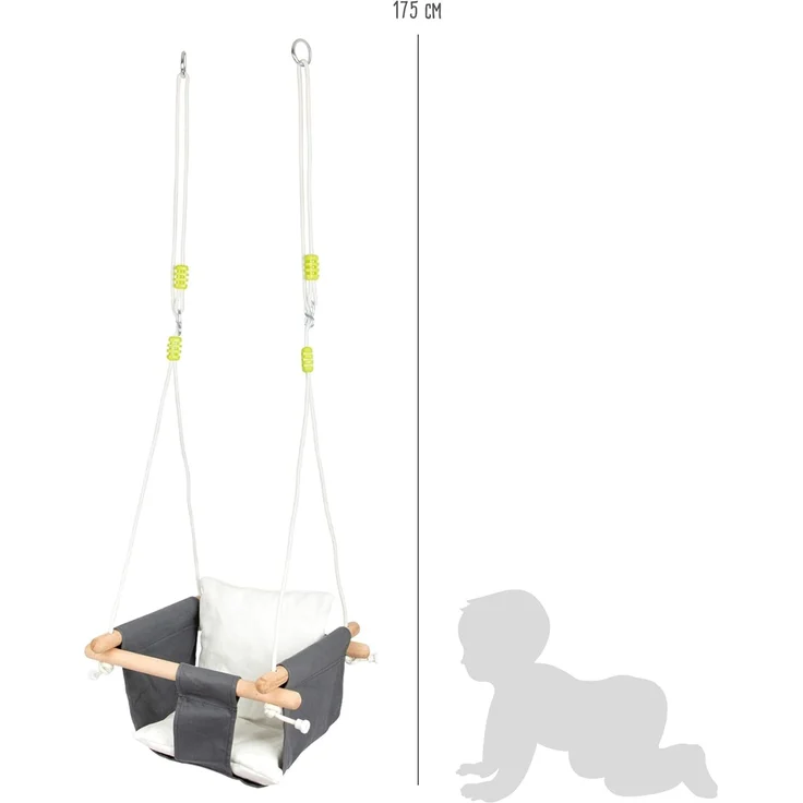 small foot 11584 Babyschaukel Komfort aus Holz und Stoff, mit längenverstellbaren Seilen, für Draußen & Drinnen geeignet – Bild 7