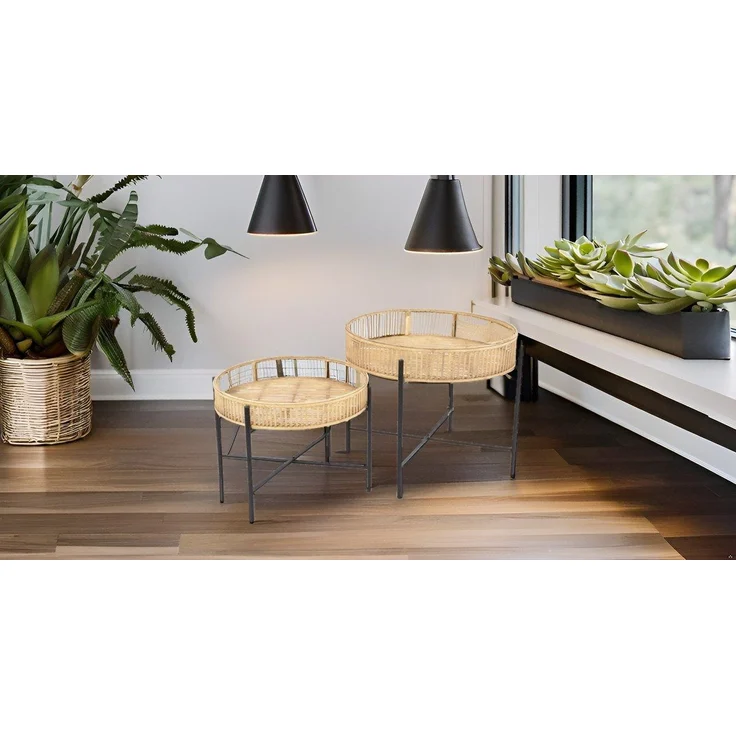 habeig Beistelltisch Beistelltisch Bambus im 2er Set Tisch Gartentisch Esstisch Couchtisch – Bild 2