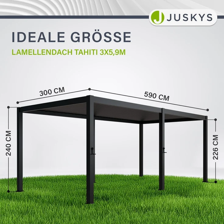 Juskys Lamellendach Tahiti 3x5,9 m - Stahl Pergola - Terrassenüberdachung stabil & wetterfest - Überdachung für Garten & Terrasse - Bausatz Anthrazit – Bild 6