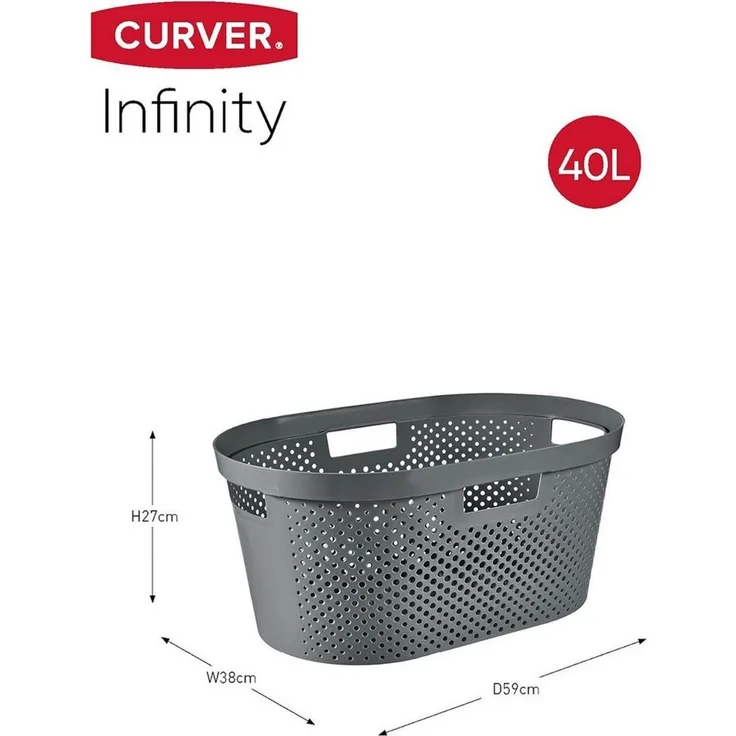 Curver Wäschekorb Infinity Recycled 40L, Mit 4 Griffen