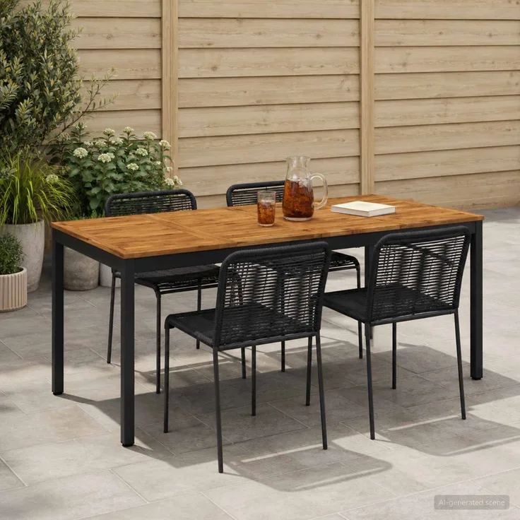 vidaXL Gartentisch NAARDEN Natürlich und Schwarz 147 x 88,5 x 75 cm 901322