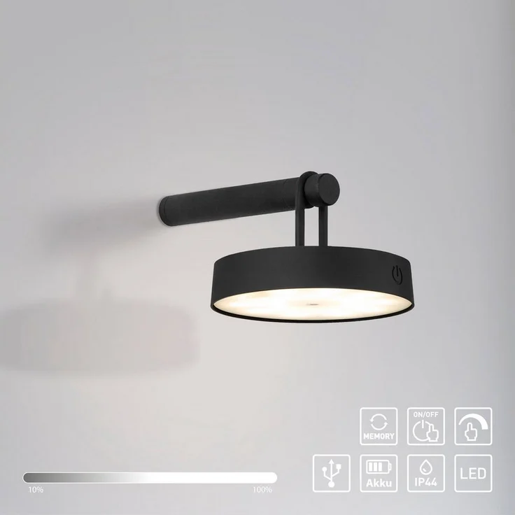 JUST LIGHT Wandleuchte ARMA, Dimmfunktion, LED fest integriert, Warmweiß, Akkuleuchte – Bild 2
