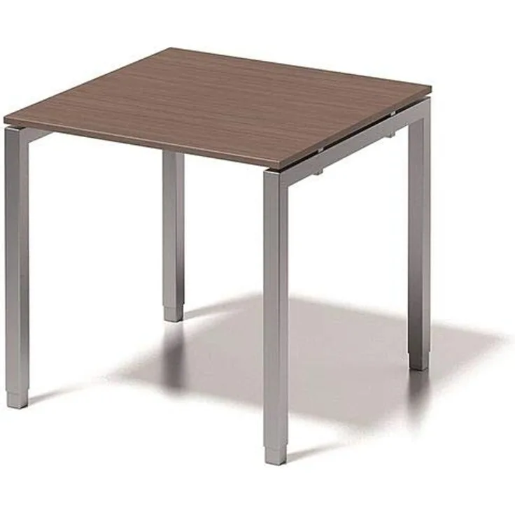 BISLEY Cito Schreibtisch, 650-850 mm höheneinstellbares U-Gestell, Metall, Wn355 Dekor Nußbaum, Gestell Silber, 80 x 80 x 85 cm