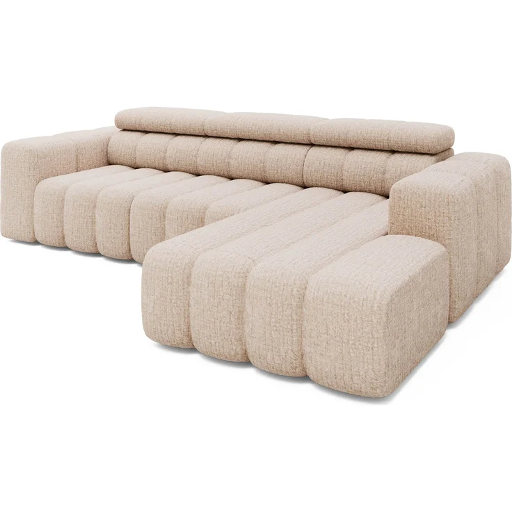 Ecksofa Ottomane rechts Chenille 289x188x78 beige KONSTANTIN – Bild 1