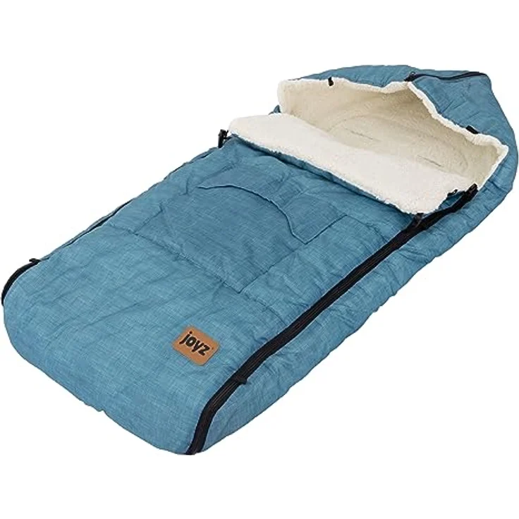Joyz Fußsack Babyfußsack aus Fleece mit Reißverschluss Winterfußsack, Babyschlafsack Blau bei 40°C waschbar 94x48x10cm inkl. Tasche – Bild 2