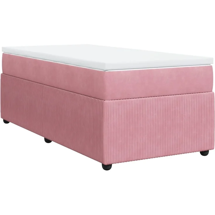 vidaXL Boxspringbett mit Matratze Rosa 80x200 cm Samt 3285607 – Bild 2
