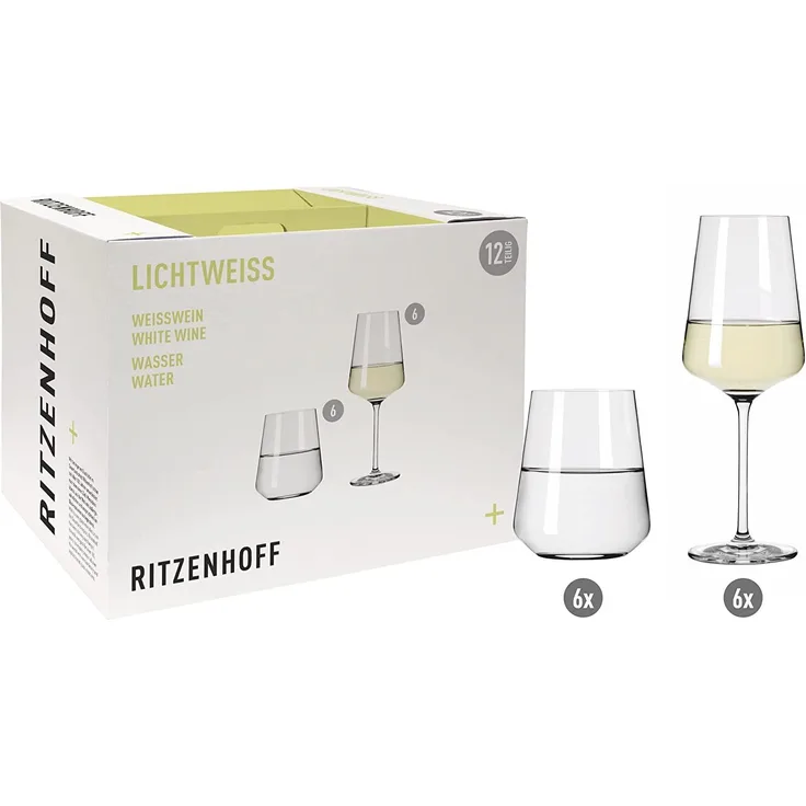 Ritzenhoff LICHTWEISS 12er-Set Julie Weiß / Weißweingläser / Wassergläser