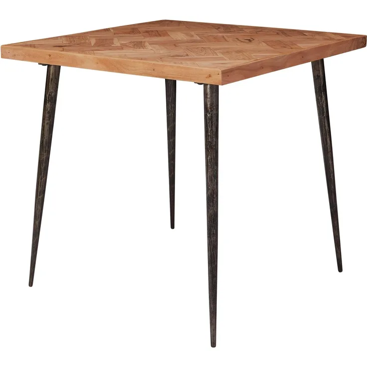 Wohnling Esszimmertisch LODI 80 x 76 x 80 cm Massivholz Akazie / Metall Industrial