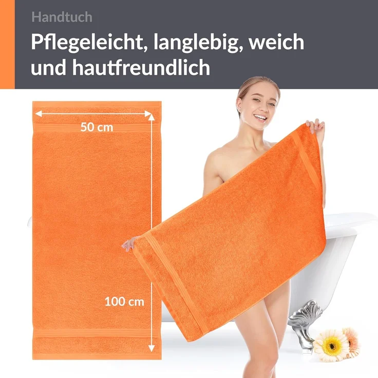 Lashuma Handtücher Linz, Frottee (2-St), Frottee Handtücher orange 50x100 cm – Bild 8