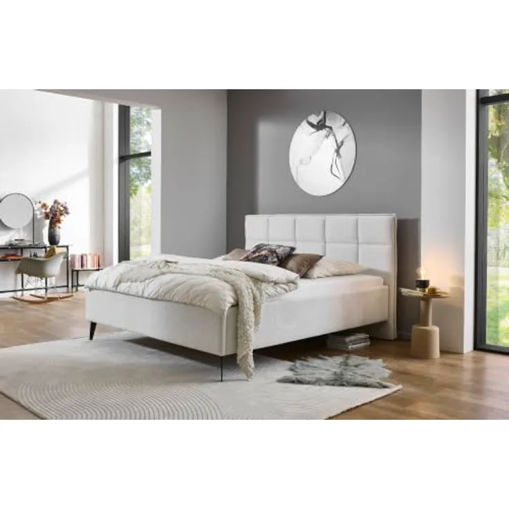 Xora Polsterbett Paulo, Beige, 180x200 cm, gepolstertes Kopfteil mit Karosteppung, in verschiedenen Größen erhältlich