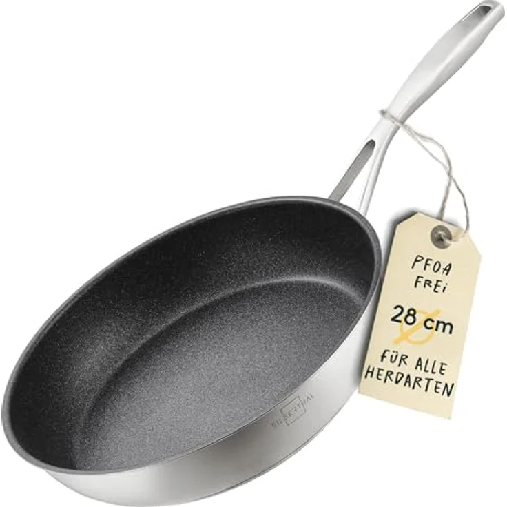 SILBERTHAL Bratpfanne Induktion 28 cm - Beschichtete Pfanne - Edelstahl - Für alle Herdarten und Ofenfest – Bild 2