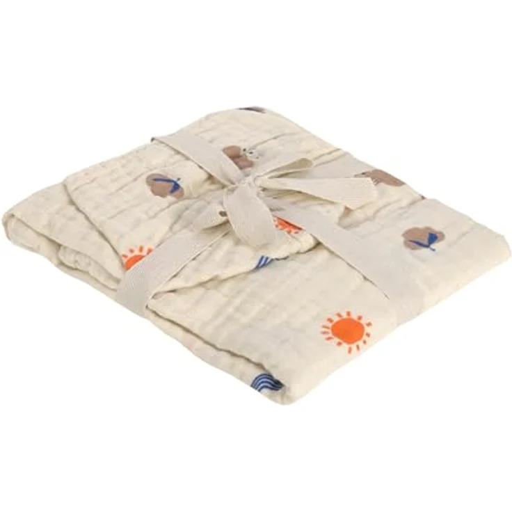LÄSSIG Kinder Badeponcho aus Musselin mit Kapuze/Muslin Poncho Blossom Nature – Bild 5