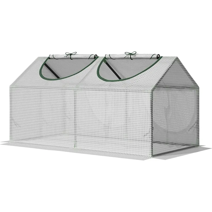 MELAYR, Gewächshaus für den Außenbereich, 120 x 60 x 60 cm, Gartengewächshaus mit 2 Rollfenstern, Weiß