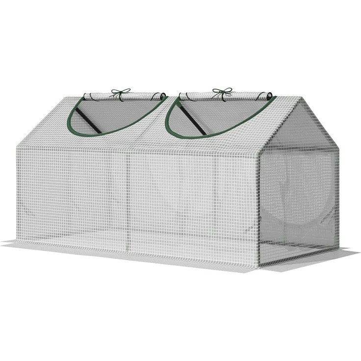 MELAYR, Gewächshaus für den Außenbereich, 120 x 60 x 60 cm, Gartengewächshaus mit 2 Rollfenstern, Weiß – Bild 1