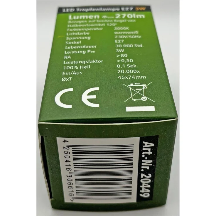 LED Tropfenlampe E27 "T25 SMD" warmweiß 3000k, 270lm, 230V/3W, 45mm – Bild 6