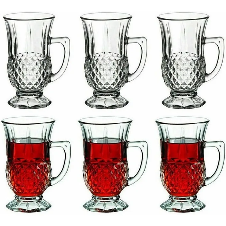Pasabahce Auflaufform Pasabahce Istanbul Teeglas mit Henkel 6er Set, Glas