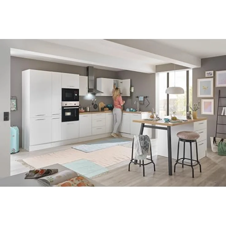 Turin LBM Eckküche 370 x 211 x 60 cm, weiß - Ohne Küchengeräte - Moderne, geräumige Küche in Artisan-Eiche Optik mit viel Stauraum – Bild 9