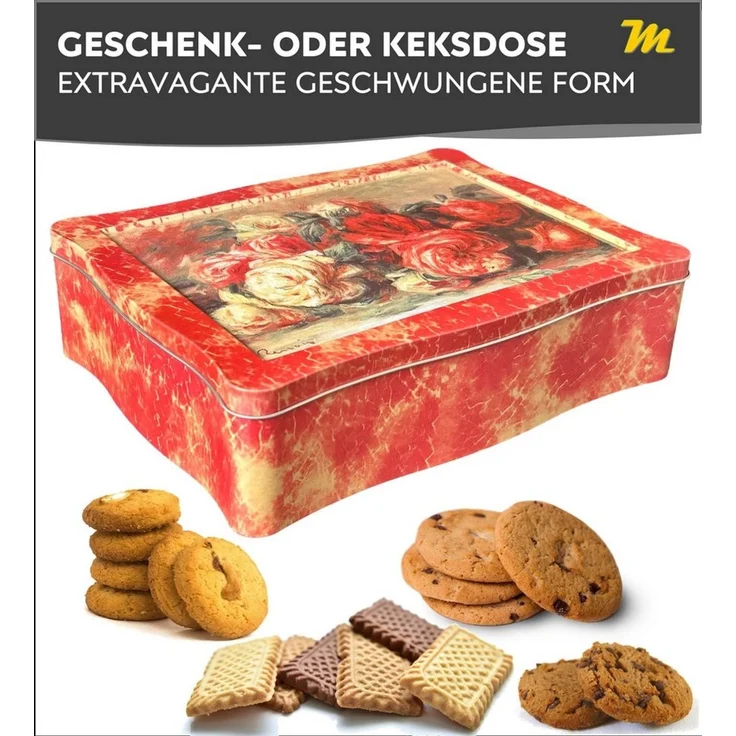 MediMuc Keksdose nostalgische Keksdose, Rosendose, Rosengemälde des Malers Renoir – Bild 3