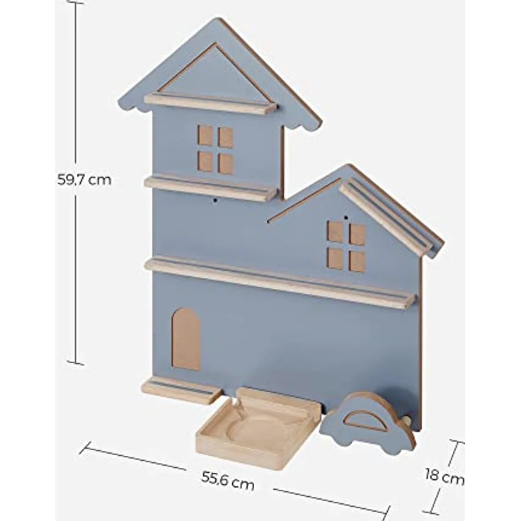 SONGMICS Regal für Toniebox, Wandregal für 35 Figuren, Kinderregal, einfache Montage, Kinderzimmer, Wohnzimmer, grau GKR801G01 – Bild 4