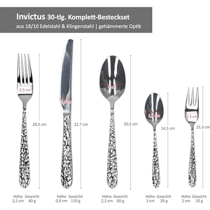 Justinus Besteck-Set INVICTUS, 30-teilig, für 6 Personen, (30-tlg), 6 Personen, Edelstahl 18/10 – Bild 6