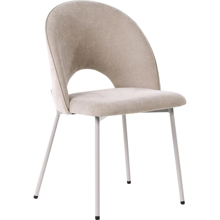 Esszimmerstuhl 2er Set COVELO Chenillegewebe Beige